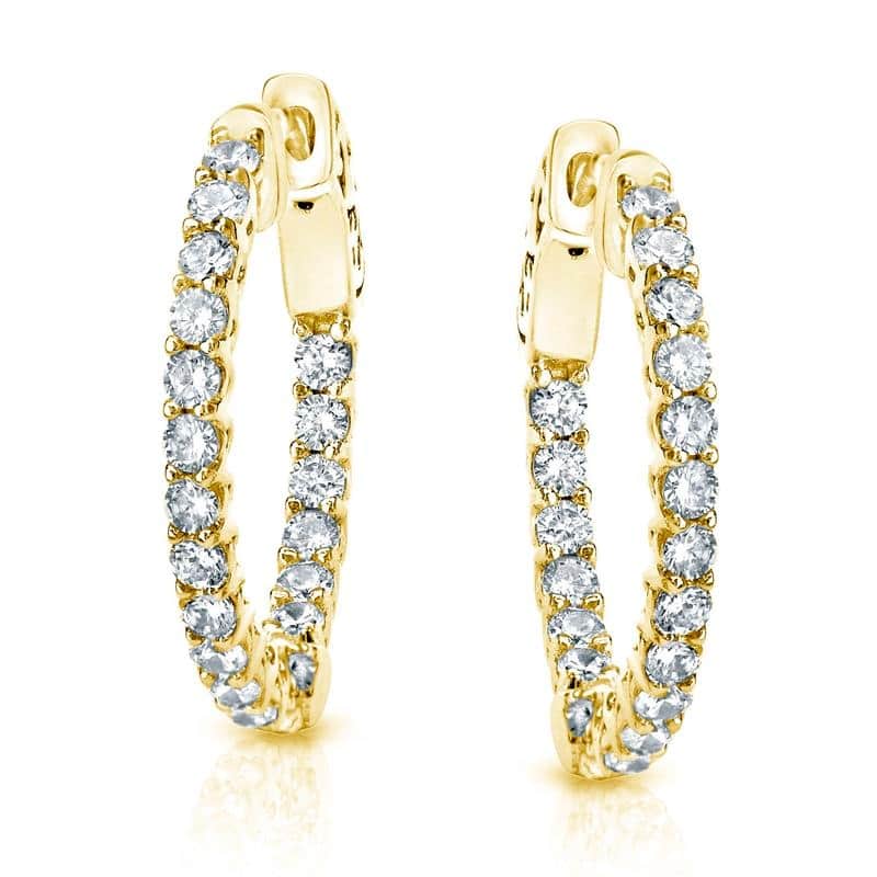 Auriya 14k Gold 3 carat TW Medium Trellis Diamond Hoop Earrings - 0.90-inch (J-K, I1-I2)