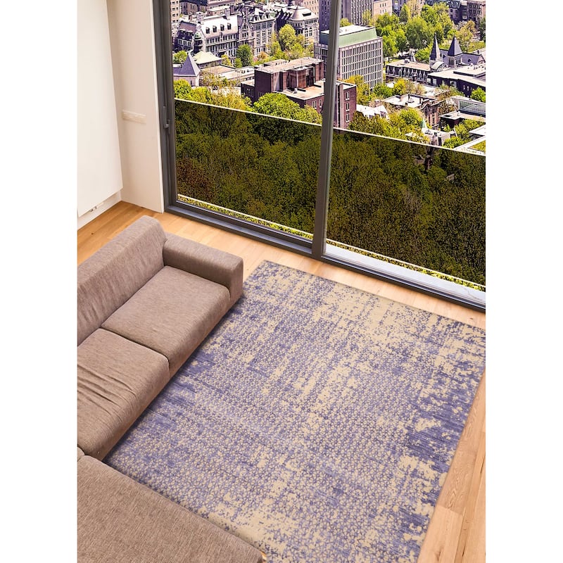 ECARPETGALLERY Hand Loomed Elysian Indigo Rug - 7'11 x 9'11