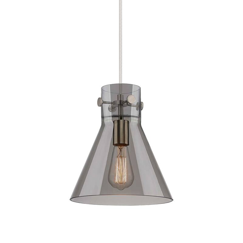 Innovations Lighting 410-1PM-11-10 Newton Cone Pendant Newton Cone 10" - Satin Nickel / Plated Smoke