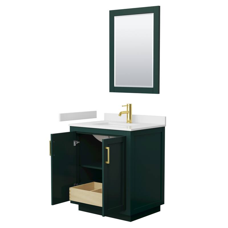 Miranda Single Vanity Set, Cultured Marble Top, 24-Inch Mirror
