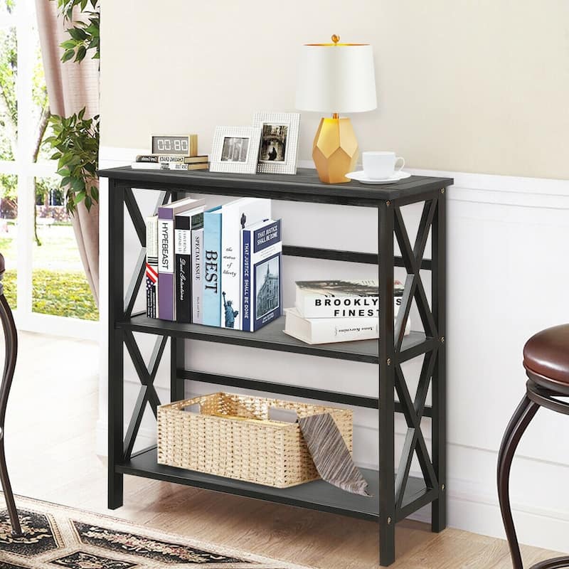 3-Tier Wooden Open Shelf Bookcase - 31" x 12.5" x34" (L x W x H)