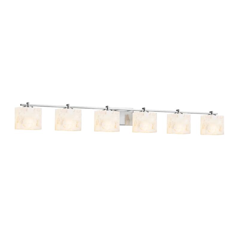 Justice Design Alabaster Rocks! Era 6-light Polished Chrome Bath Bar, Alabaster Rocks Rectangle Shade - Polished Chrome - Polished Chrome