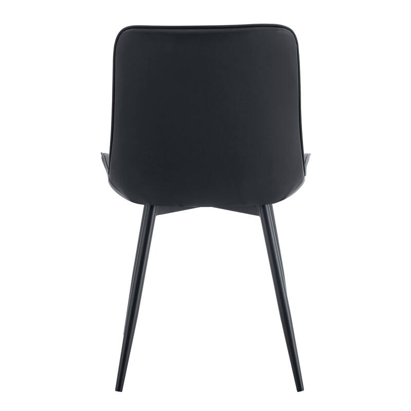 Dining Chair Set of 4 PU Extended Seating with Black Metal Legs