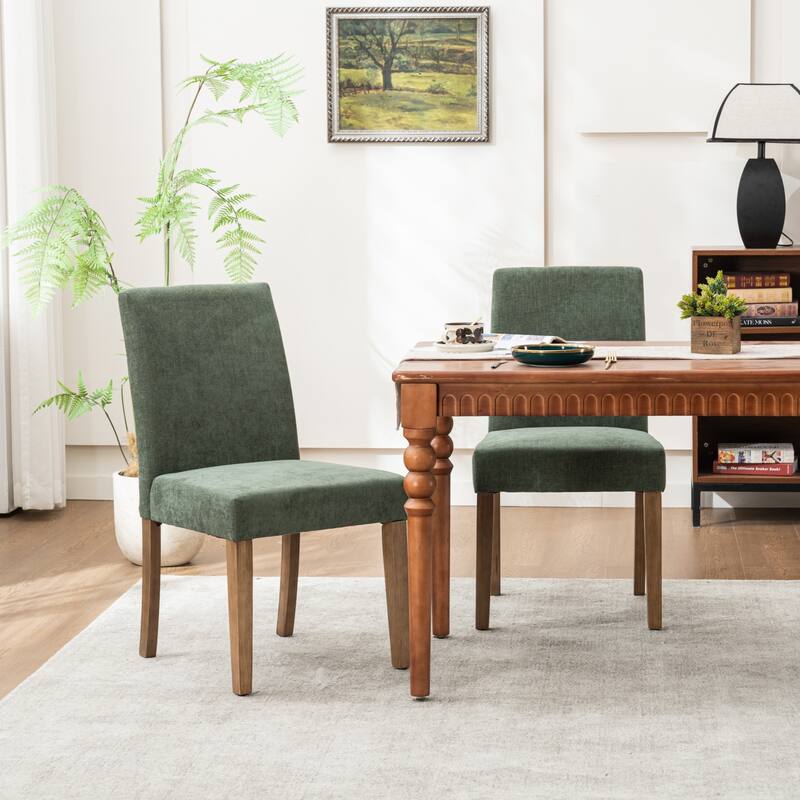 Upholstered Modern Dining Chairs, Linen Fabric Side Chairs Set of 2