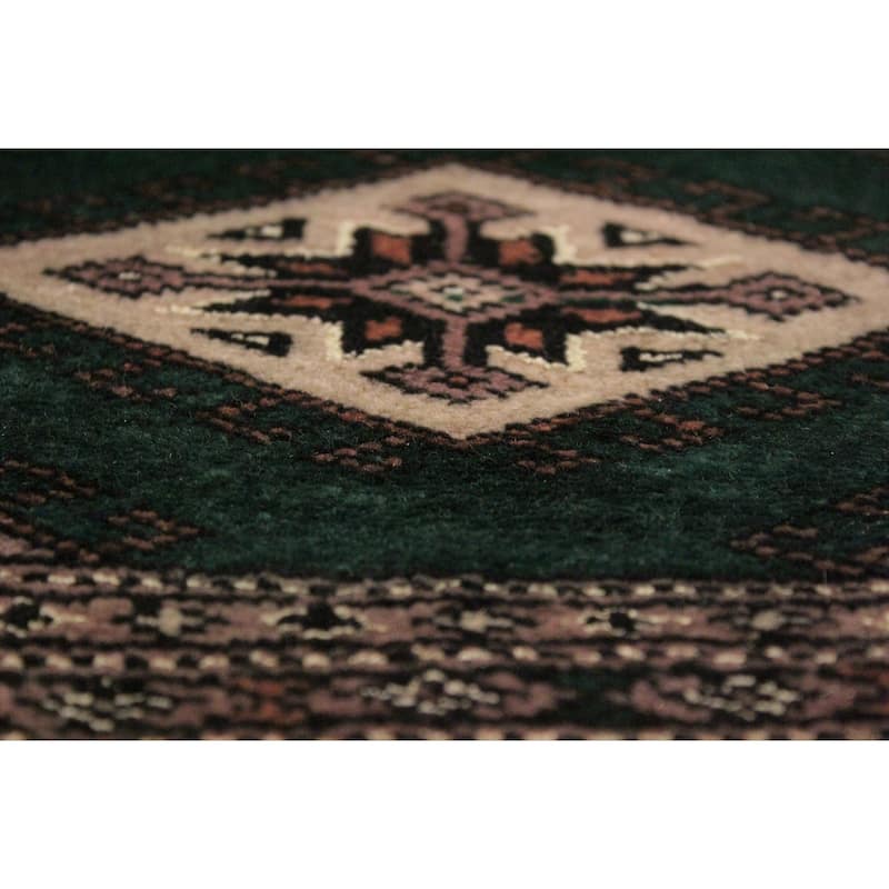 Tribal Bokhara Stein Green/Taupe Hand Knotted Wool Rug - 9'0'' x 11'8''