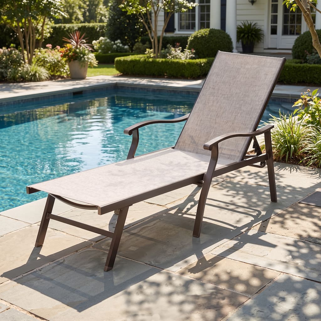 VredHom Outdoor Aluminum Adjustable Chaise Lounge Chairs - 76.18" L ×21.1" W ×13.8" H