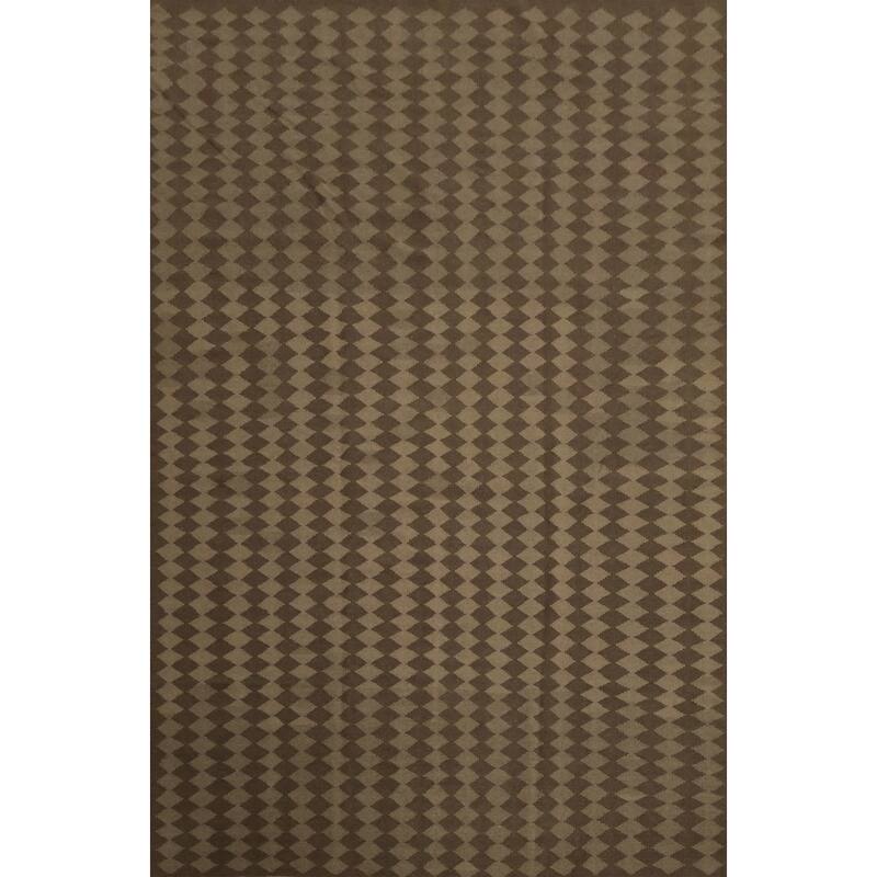 Hand Woven Oriental 100% Wool Carpet Southwestern All-Over Brown Kilim Area Rug - 13' 1'' X 10' 0''