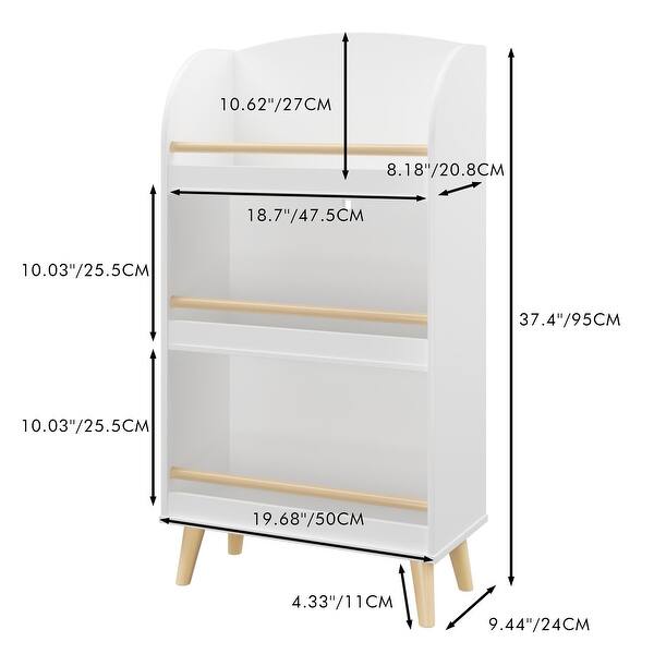Kids 3/4-Tier Bookcase, Children's Book Display, Bookshelf Toy Storage Cabinet Organizer for Children's Room, Playroom, Nursery