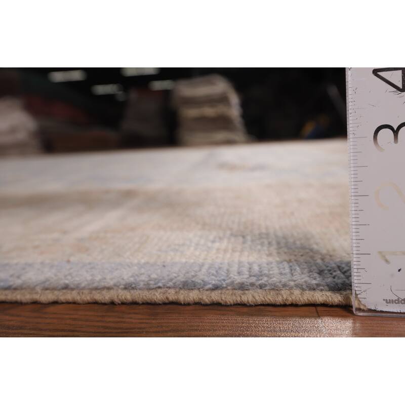 Blue Oushak Vegetable Dye Turkish Area Rug Handmade Wool Carpet - 9'5"x 12'2"