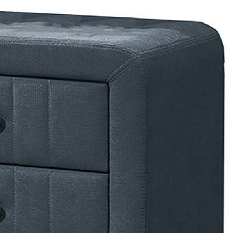 Charcoal Gray/Black 2 Drawer 20.5 in. W Nightstand with Soft Linen Upholstery