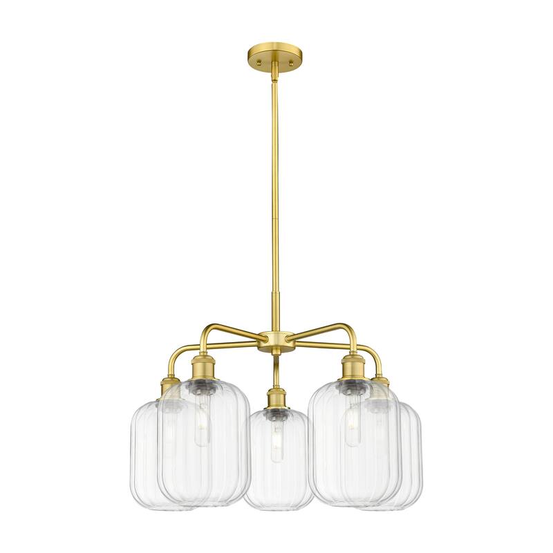 Innovations Lighting Endless Possibilities Ballston - Preston - 5 Light 25" Jar Shade Stem Hung Chandelier - Clear/Satin Gold
