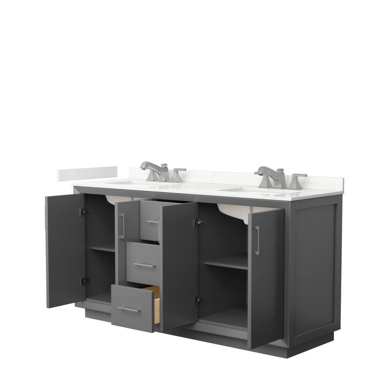 Strada 66-inch Double Vanity, Quartz Top