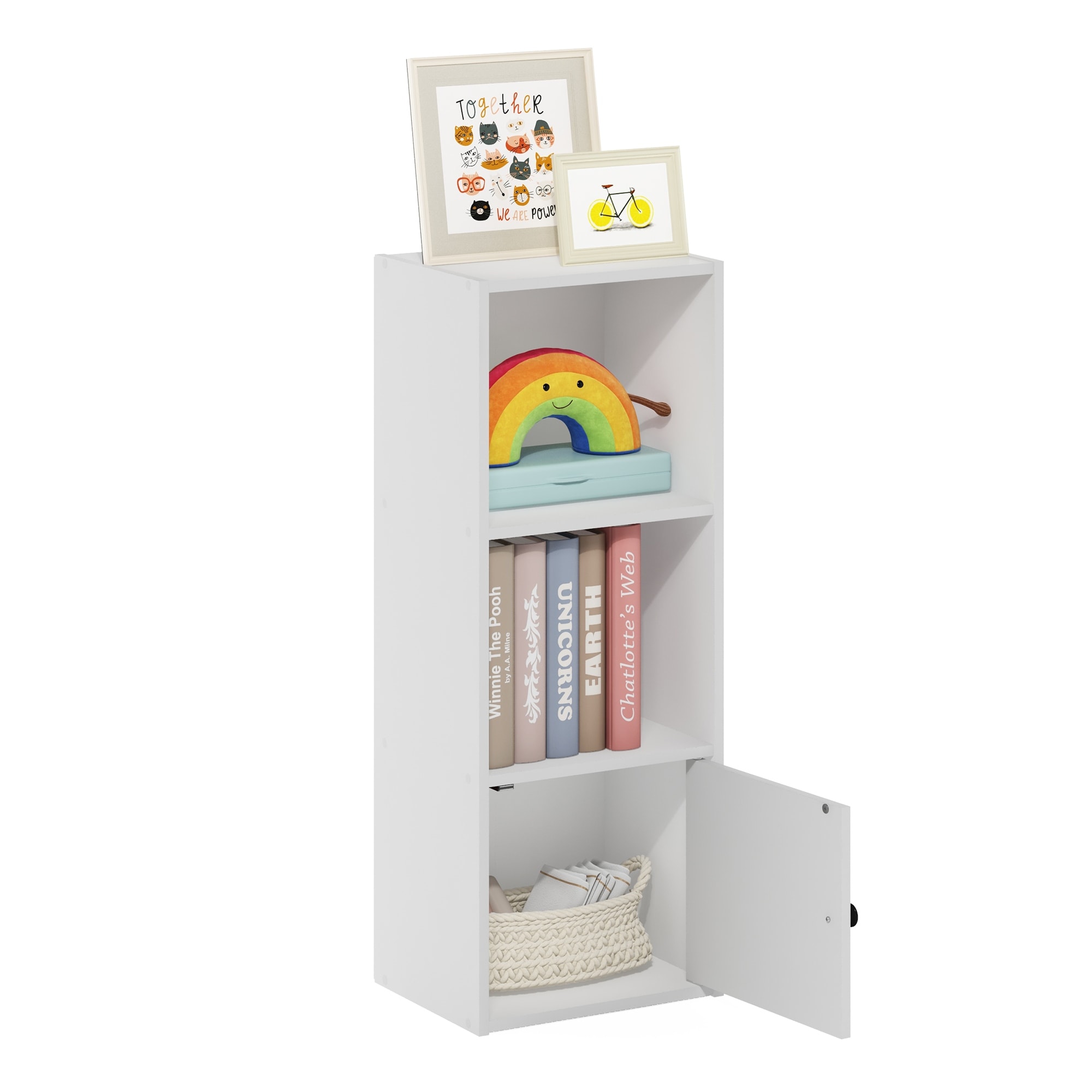 https://ak1.ostkcdn.com/images/products/is/images/direct/84b8298c8649d2a58adb61cfe4f0db2cc60c9123/Furinno-Luder-3-Tier-Shelf-Bookcase-with-1-Door-Storage-Cabinet.jpg