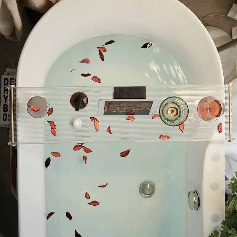 Bath Tray for Bathtub, Luxury Bathtub Caddy Tray, 1 or 2 Person Bath and Bed Tray,Organizer Tray Bath Caddy Tub Table