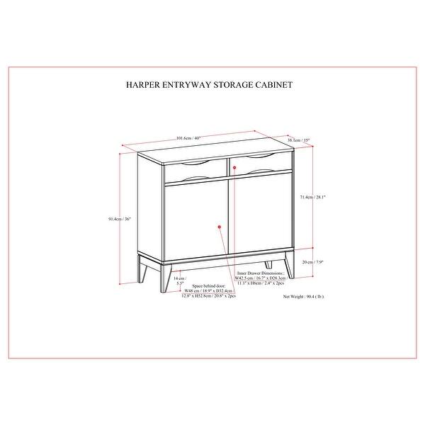 Simpli Home Harper Solid Wood 40 inch Storage Cabinet in Walnut Brown ...