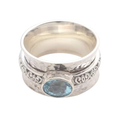 Novica Handmade Protected Beauty Blue Topaz Meditation Spinner Ring