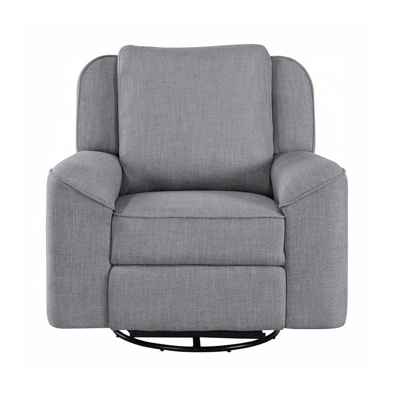 Linen Upholstered Manual Glider Recliner with Swivel in Gray - Gray