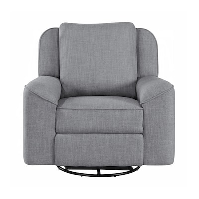 Linen Upholstered Manual Glider Recliner with Swivel in Gray