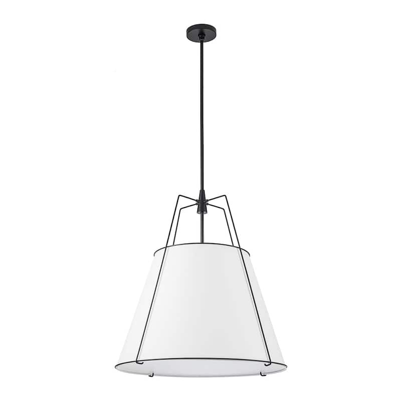 Mid Century 4-Light Conical Fabric Shade Lantern Pendant Ambient Light