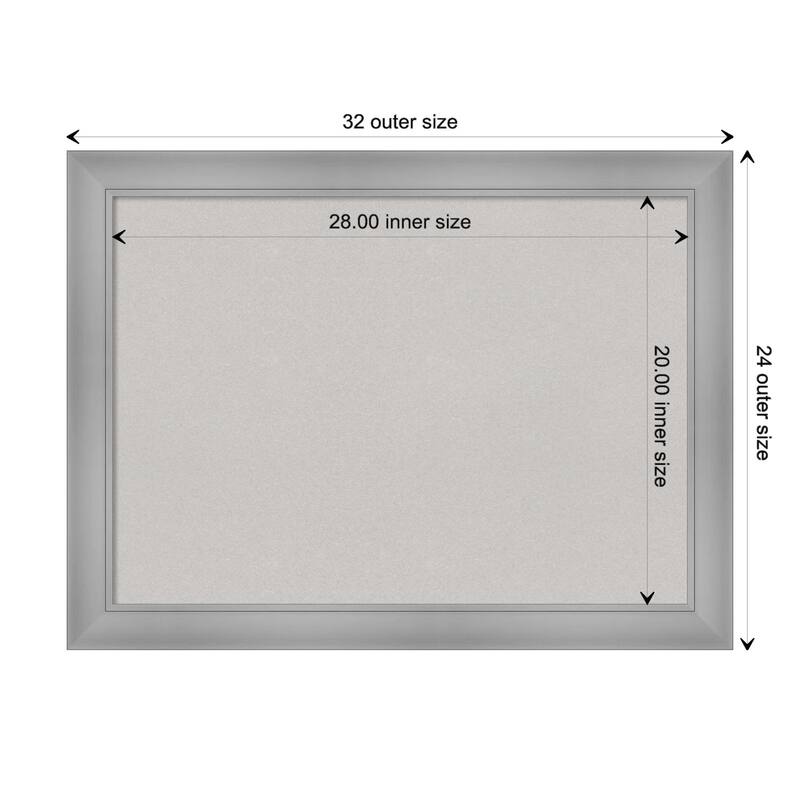 Flair Framed Grey Corkboard Bulletin Board - Flair Polished Nickel - Board Size 28x20