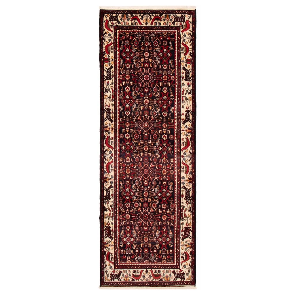 ECARPETGALLERY Hand-knotted Andelz Black, Red Wool Rug - 3'7 x 10'6
