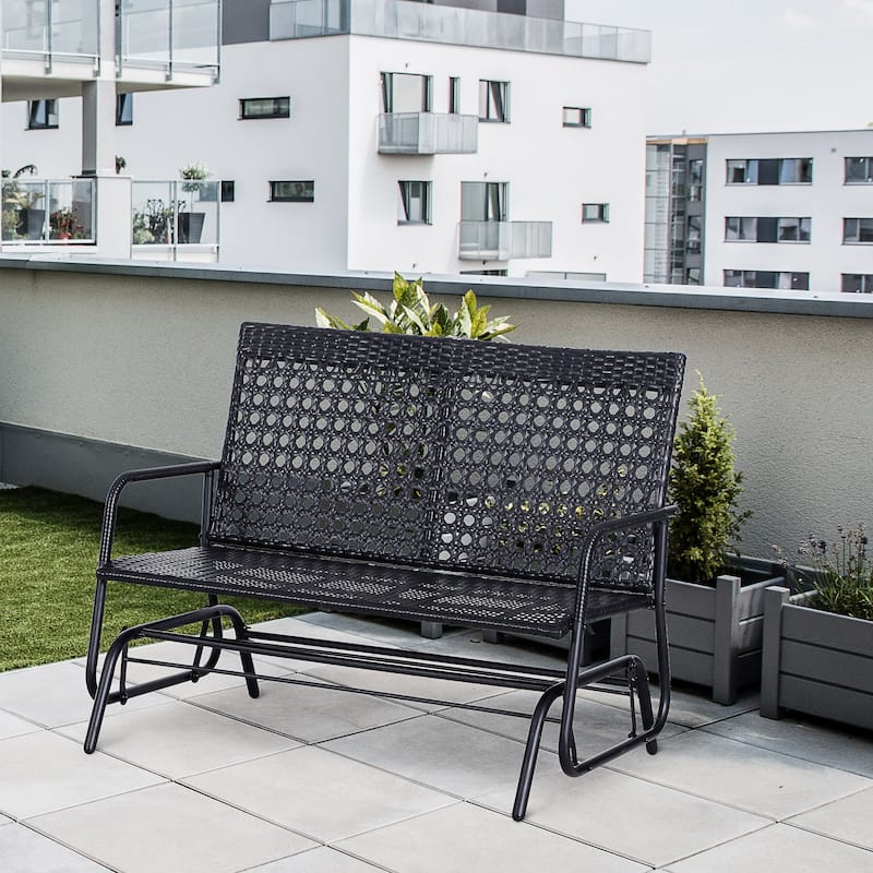Patio 2-Person Wicker Glider Bench Rocking Chair