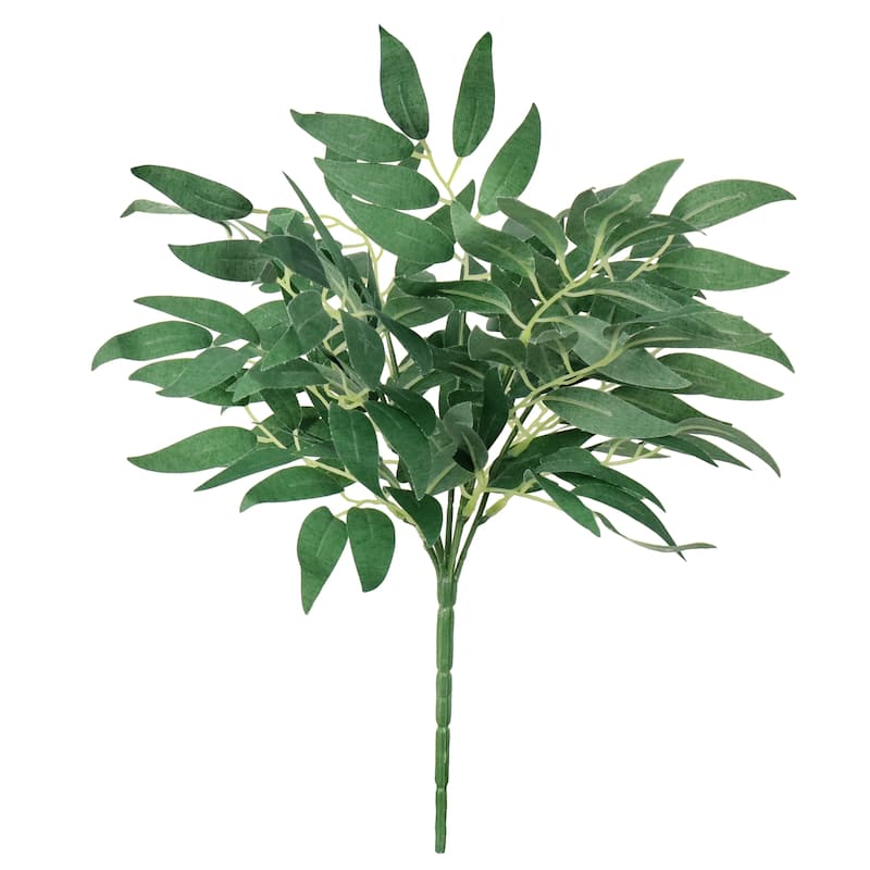 Set of 3 Artificial Willow Leaf Stem Plant Greenery Bush 14in - 14" L x 9" W x 9" DP