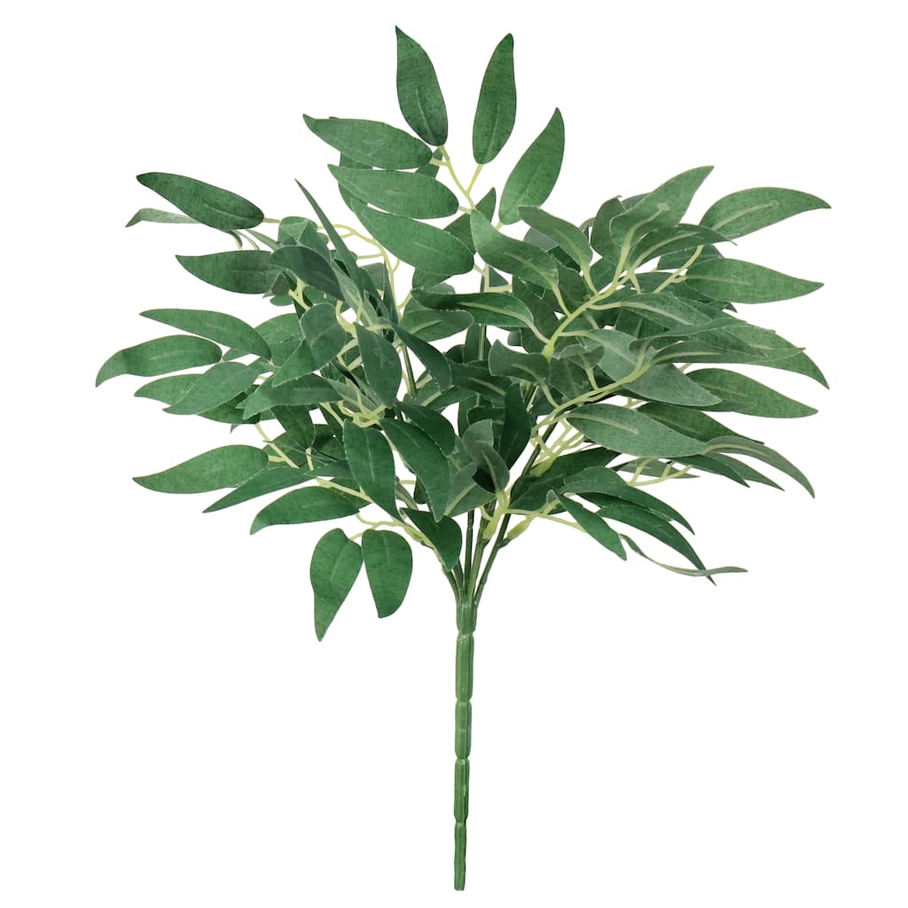 Set of 3 Artificial Willow Leaf Stem Plant Greenery Bush 14in - 14" L x 9" W x 9" DP