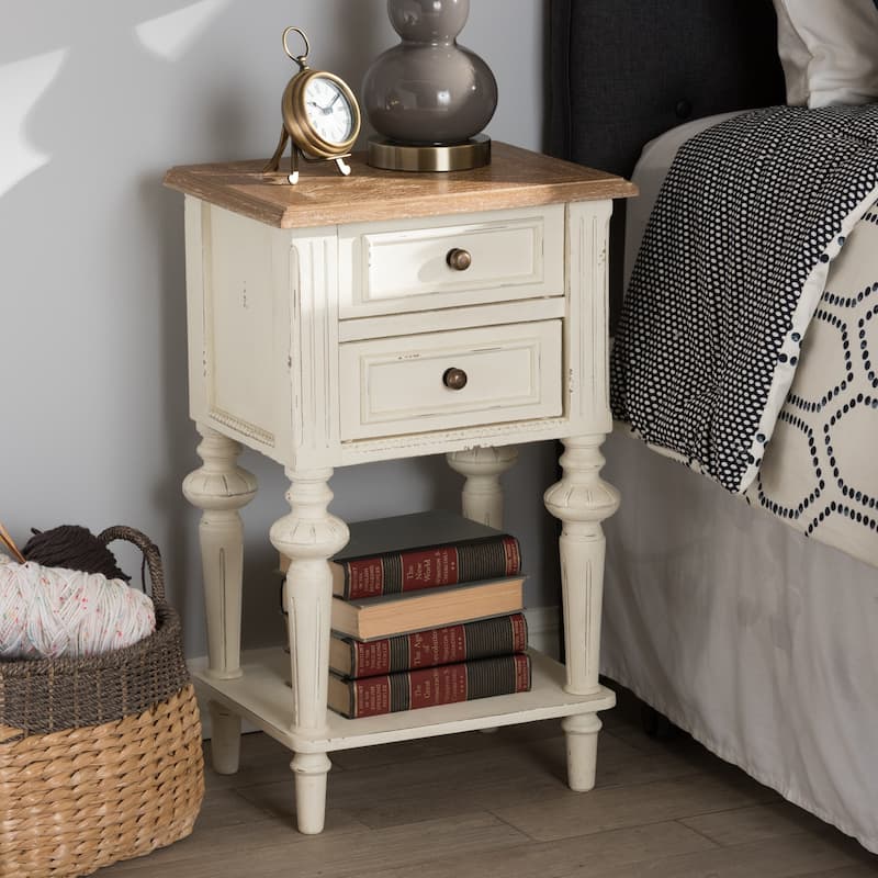 Nightstand 2 Drawer Bedside Table Modern French Provincial Style Furniture