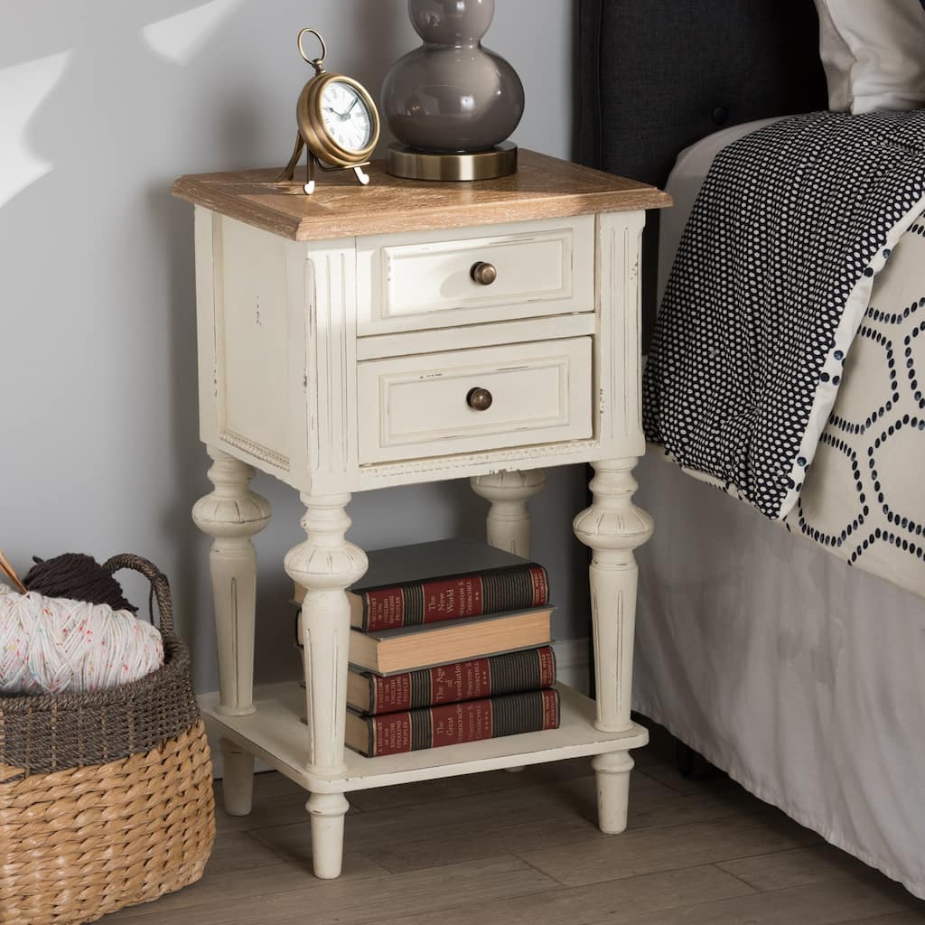 Nightstand 2 Drawer Bedside Table Modern French Provincial Style Furniture