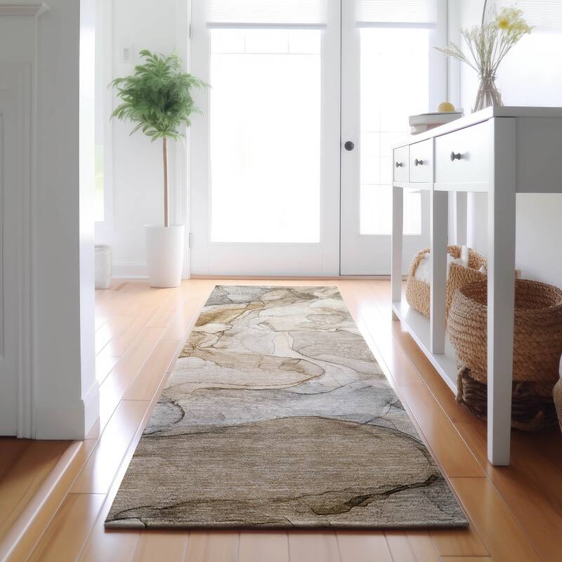 Premium Washable Super Soft Abstract Contemporary Mayfield Rug - Beige - 2' 3" x 7' 6" - Runner