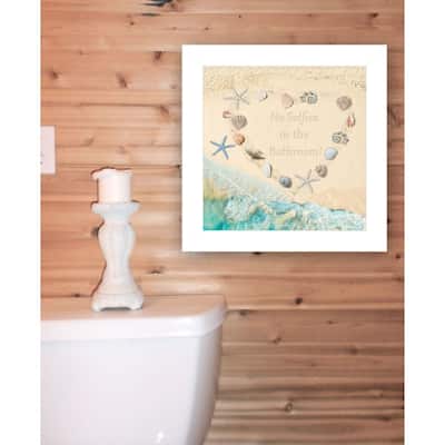 TrendyDecor4U Traditional "No Selfies in the Bathroom - Sea" Framed Print Wall Art