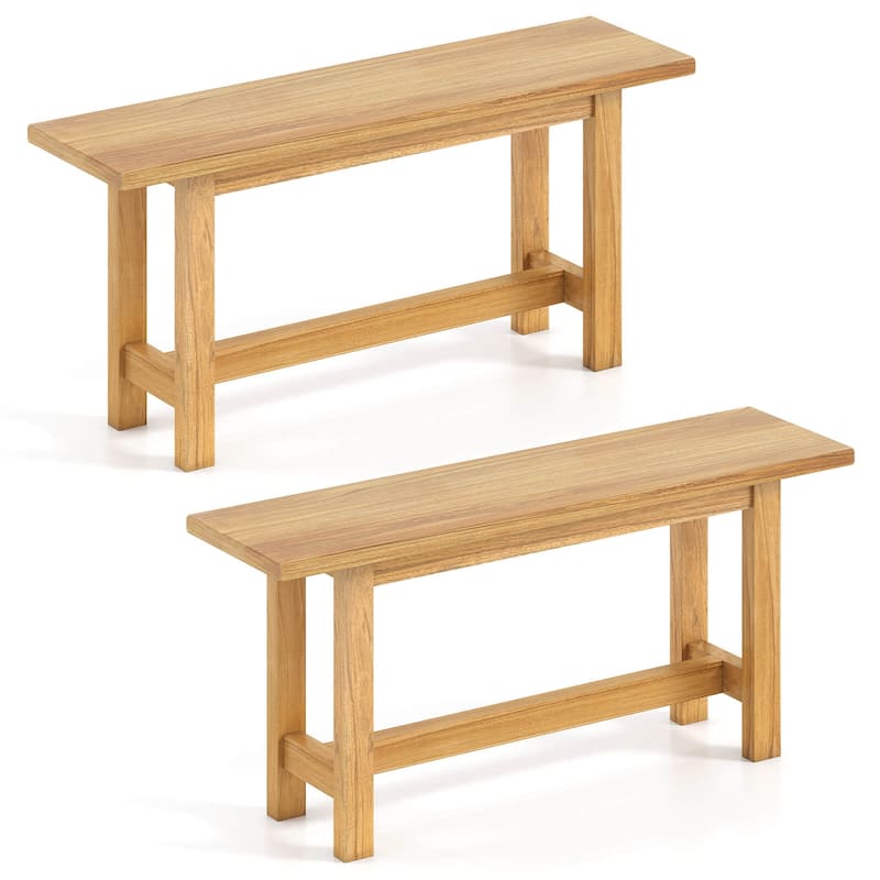 Costway 1/2 PCS Outdoor Teak Wood Bench 2-Person Loveseat Seating for - See Details - 2 pcs