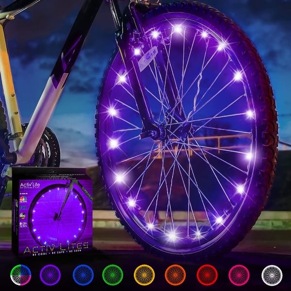 slide 2 of 6, Activ Life LED Bike Wheel Lights (1 Tire, Purple), Brighter & Visible for Safety & Style, Fun for All Ages