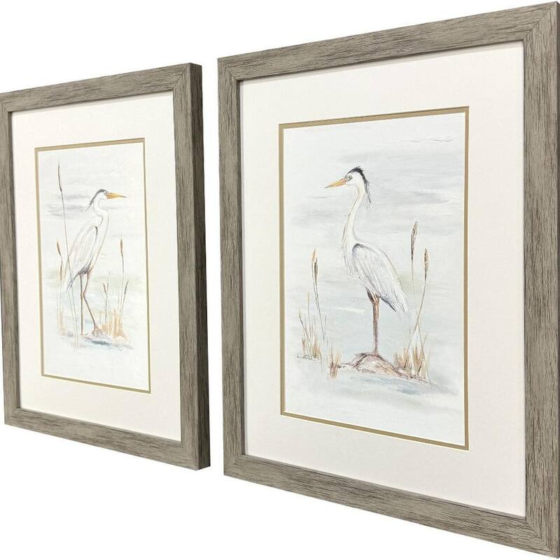 HomeRoots Set Of Two Heron Stance Brown Framed Wall Art