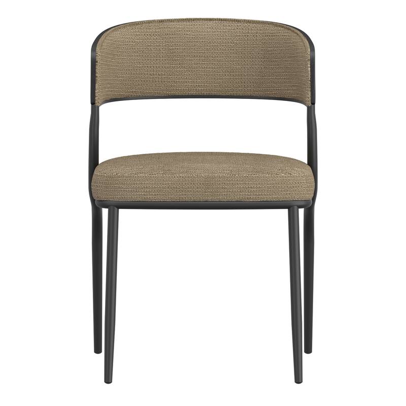 Modern Performance Fabric & Bentwood & Metal Dining Chair, Set of 4 - Dark Beige & Black
