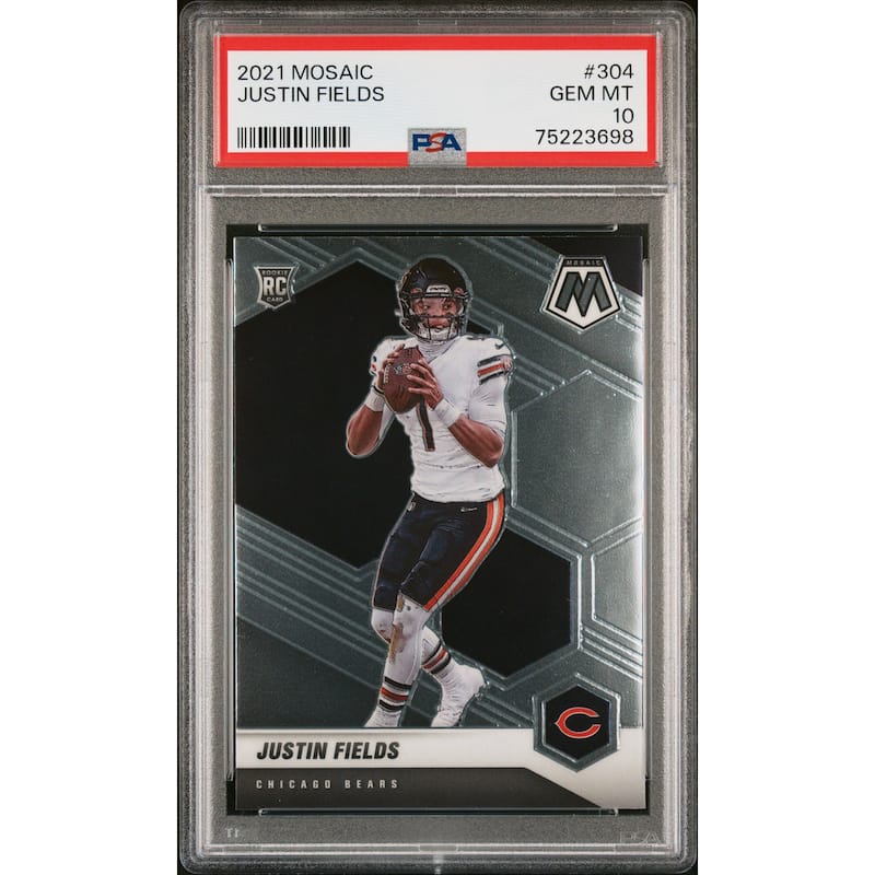 Justin Fields 2021 Panini Mosaic Football Rookie Card #304 Graded PSA 10 - 8'6" x 11'6"