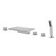 preview thumbnail 1 of 10, Waterfall Deck Mount Tub Faucet With Handheld Shower Brass Roman Bathtub Faucet Modern Tub Filler With Sprayer Brushed Nickel