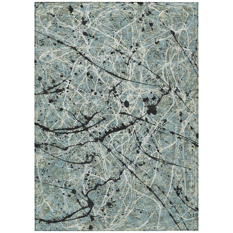 Machine Washable Indoor/ Outdoor Modern Splatter Chantille Rug
