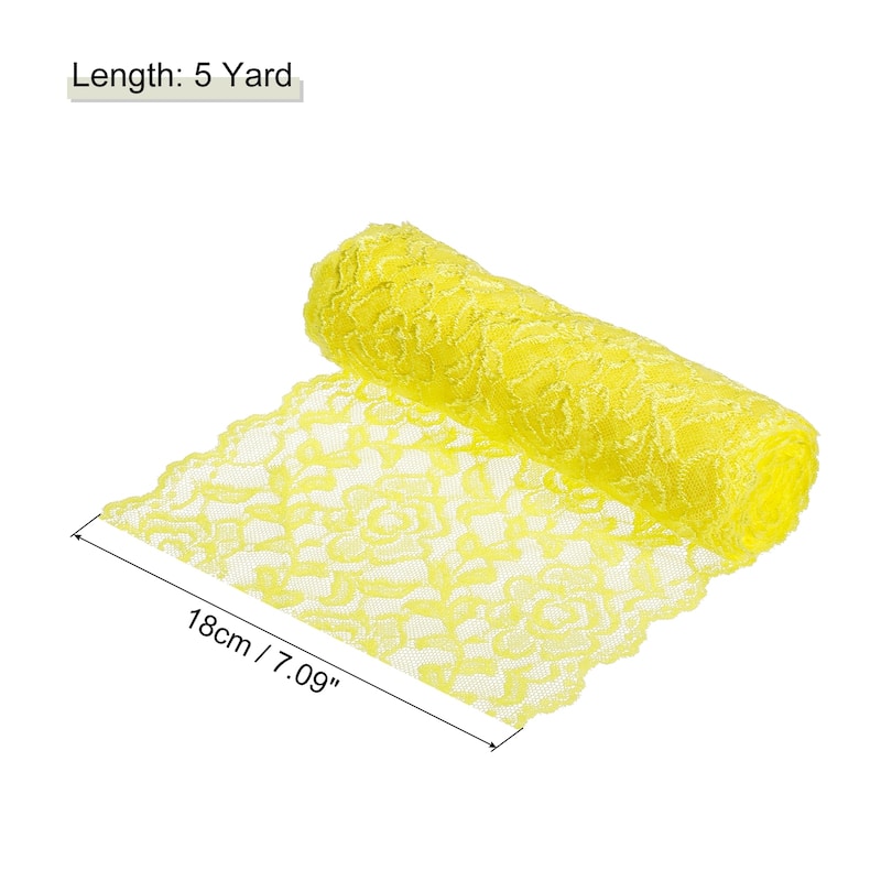 7 Inch Wide 5 Yard Lace Ribbon Floral Pattern Lace Trim Ribbon - Yellow