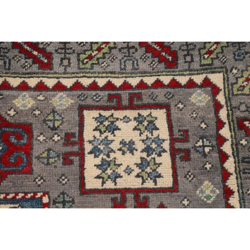 Geometric Kazak Accent Rug Handmade Bedroom Wool Carpet - 3'6" x 5'2"
