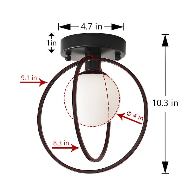 1 - Light Globe Semi Flush Mount