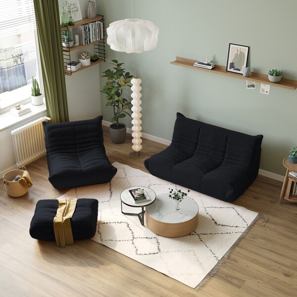 Lazy Floor Sofa Couch Modern Teddy Fabric Sofa Living Room Sofa