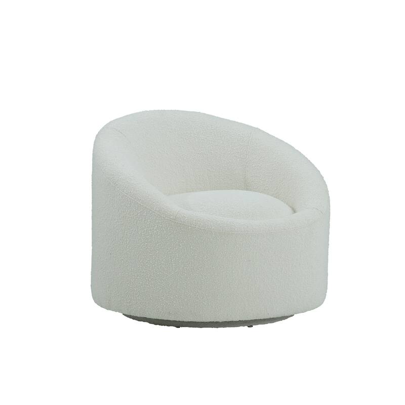 Pasargad Home Sienna Modern Swivel Base Barrel Chair - W33"xD33"xH28" - Ivory
