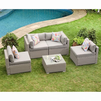 Cosiest 5-piece Outdoor Patio Wicker Furniture Set with Coffee Table