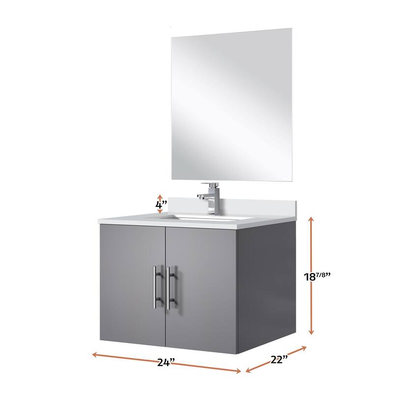 Bathroom Vanity Set with Marble Top, Single Hole Faucet, Mirror Included, Stainless Steel
