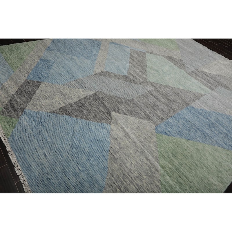 Hand Knotted Gray Tibetan Wool Modern &Contemporary Oriental Area Rug - 9' x 12'