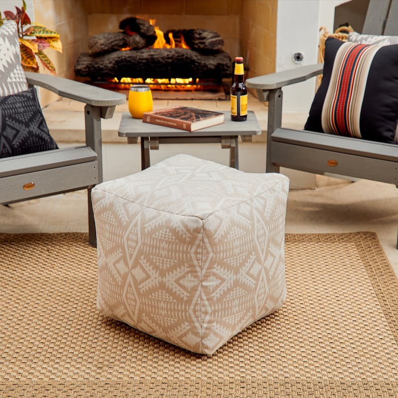 Sorra Home Sunbrella Pendleton Outdoor Bean Pouf - Diamond River Sand