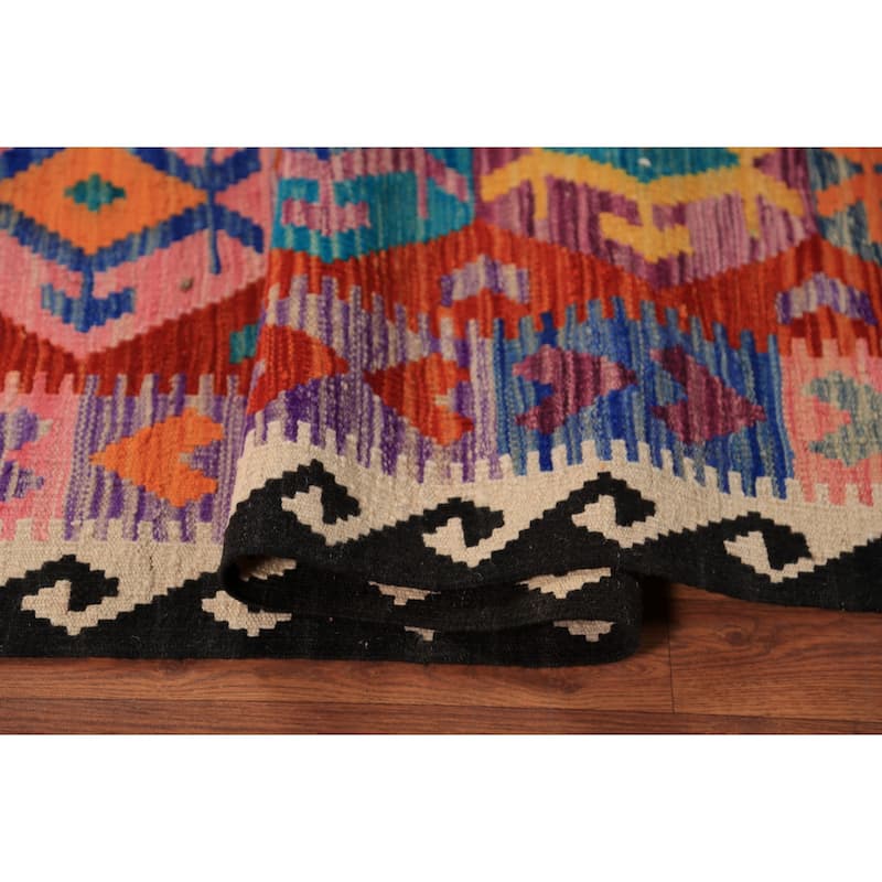 South Western Style Kilim Oriental Area Rug Hand-Woven Wool Carpet - 8'0"x 9'8"