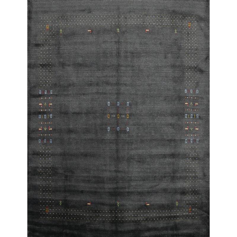 Hand Knotted Oriental 100% Wool Carpet Tribal Animal Pictorial Black Gabbeh Area Rug - 10' 0'' X 9' 10''